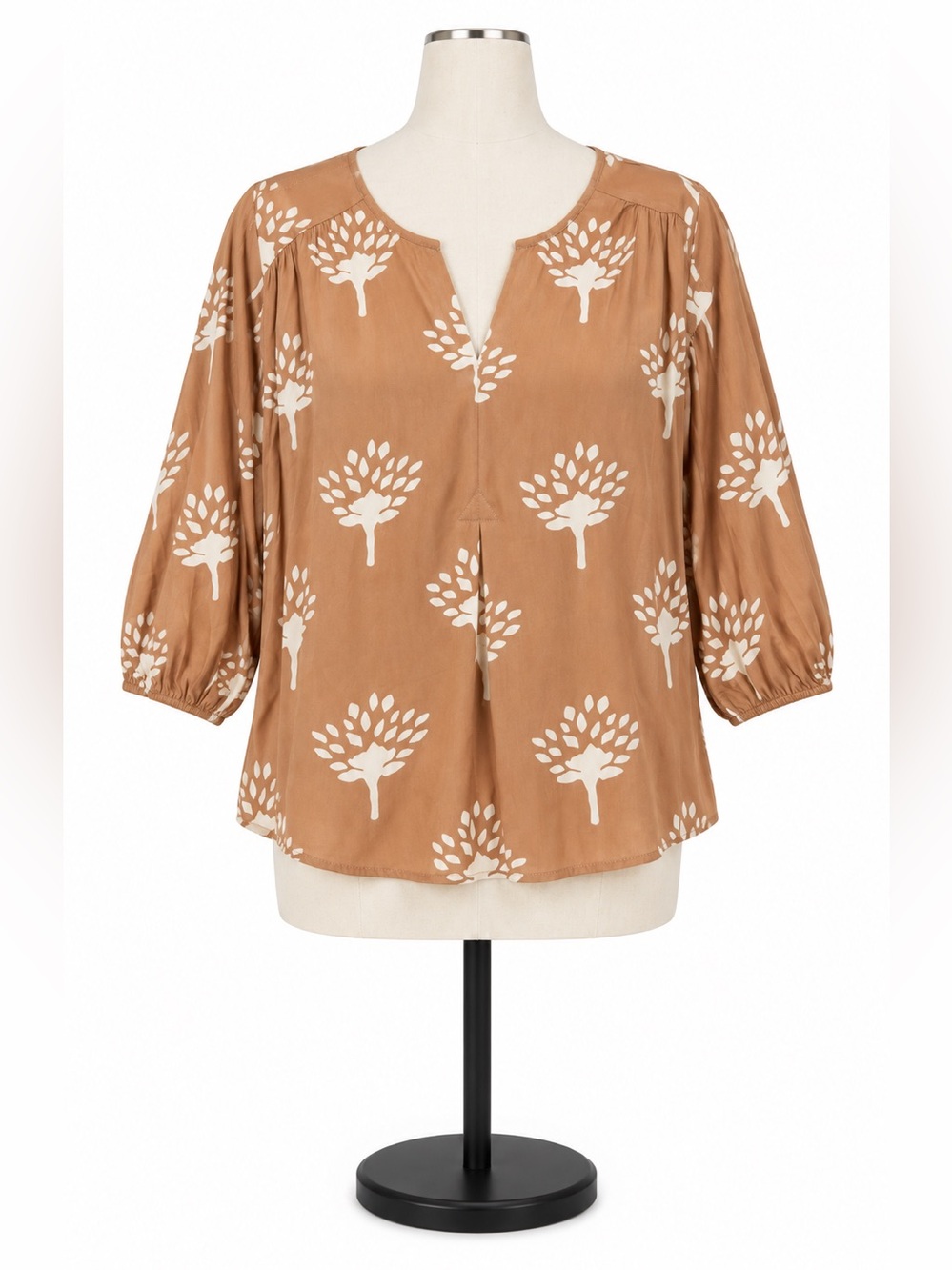 Anthropologie Dolan Alvis Peasant Blouse Large Tree Print 3/4 Sleeve NWT